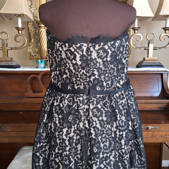 Black Lace Sweatheart Strapless Fit&Flare Dress - Picture 5 of 8